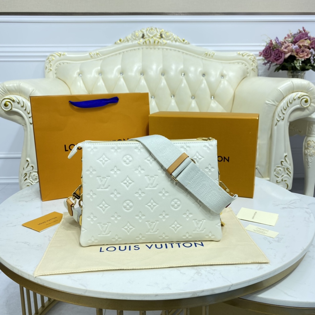 Louis Vuitton COUSSIN PM Handbag Monogram Embossed M57793 Cream